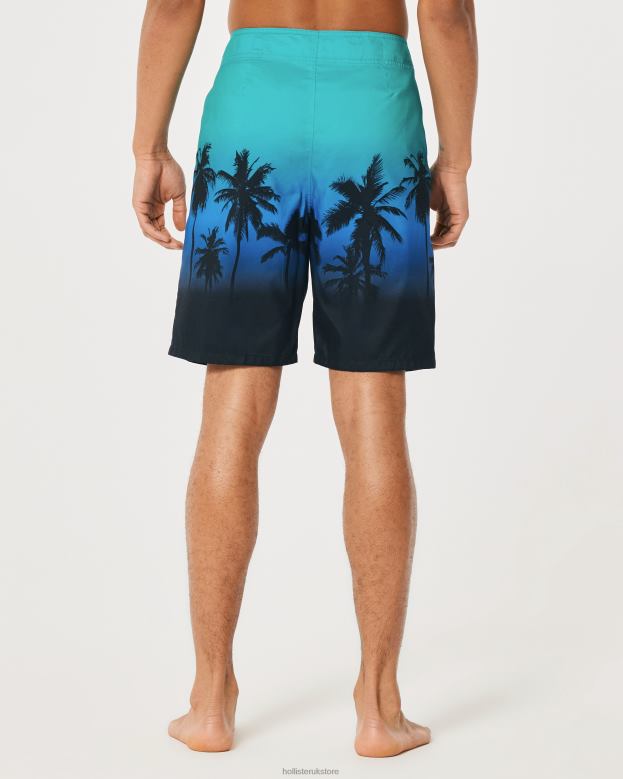 Bottoms Hollister Men Board Shorts 9\\ 488201308 Teal To Black Ombre Print